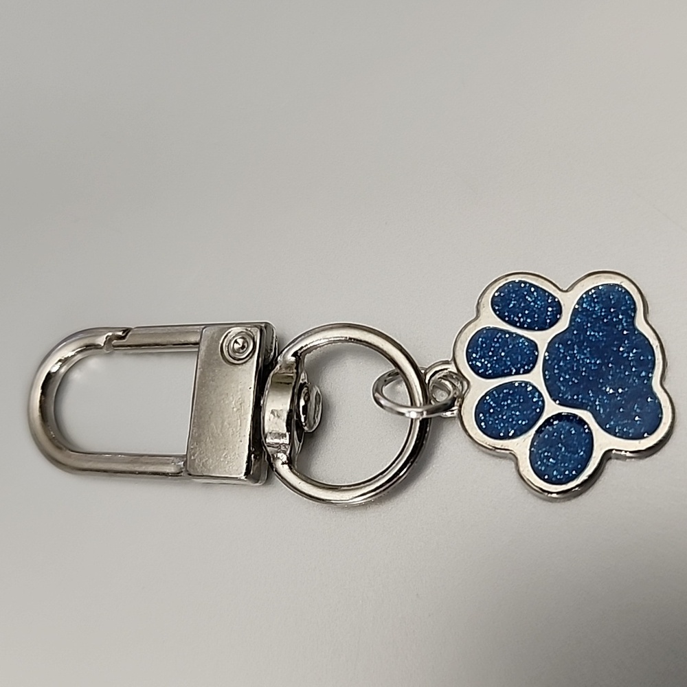 Sparkle Paw Print  ZIPPER Pull purse charm Or Charm bracelet Lobster claw clip
